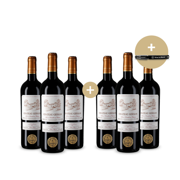 3+3 Flaschen Castillon Côtes de Bordeaux 2020 + Kellnermesser